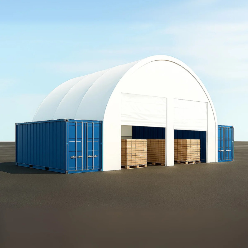 Wand mit zwei Einfahrtstoren für Container Überdachung 12 m GSC40F2D