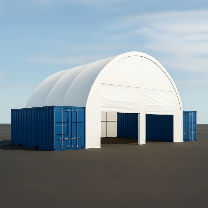 Væg med to indgangsporte til containeroverdækning 12 m GSC40F2D