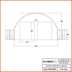 Ściana z dwiema bramami wjazdowymi do zadaszenia kontenerowego 12 m GSC40F2DŚciana przednia z dwiema bramami wjazdowymi GSC40F2D – maksymalna wygoda i elastyczność dostępu
Ściana przednia GSC40F2D to funkcjonalne rozwiązanie opracowane specjalnie z myślą o zadaszeniach kontenerowych serii GSC4020 oraz GSC4040 Premium. Model ten wyróżnia się zastosowaniem dwóch szerokich bram wjazdowych, co zapewnia wygodny, dwukierunkowy dostęp do przechowywanych materiałów, sprzętu oraz przestrzeni roboczych.
Dwie wygodne bramy wjazdowe
Ściana przednia GSC40F2D wyposażona jest w dwie bramy rolowane do góry, które umożliwiają szybkie i wygodne otwieranie oraz zamykanie. Dzięki temu dostęp do magazynowanej przestrzeni między dwoma morskimi kontenerami możliwy jest z obu stron, co znacznie ułatwia logistykę oraz manewrowanie pojazdami czy sprzętem. Taki rozwiązanie wybierają firmy z branży wulkanizacyjnej, mechanicy samochodowi, mechanicy maszyn i urządzeń, mechanicy sprzętu budowlanego. myjnie samochodowe i wile innych. 
Solidna stalowa konstrukcja
Wytrzymała, cynkowana ogniowo konstrukcja stalowa ściany GSC40F2D gwarantuje odporność na korozję oraz zapewnia stabilność całej konstrukcji nawet w trudnych warunkach atmosferycznych. Stalowa rama, połączona z odpowiednio zaprojektowanymi bramami, gwarantuje długoletnią eksploatację bez konieczności częstych konserwacji.
