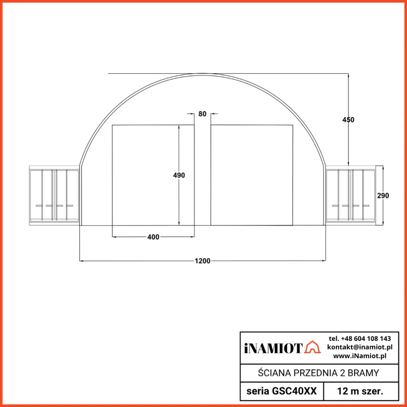 Mur avec deux portes d'entrée pour abris pour conteneurs 12 m GSC40F2D