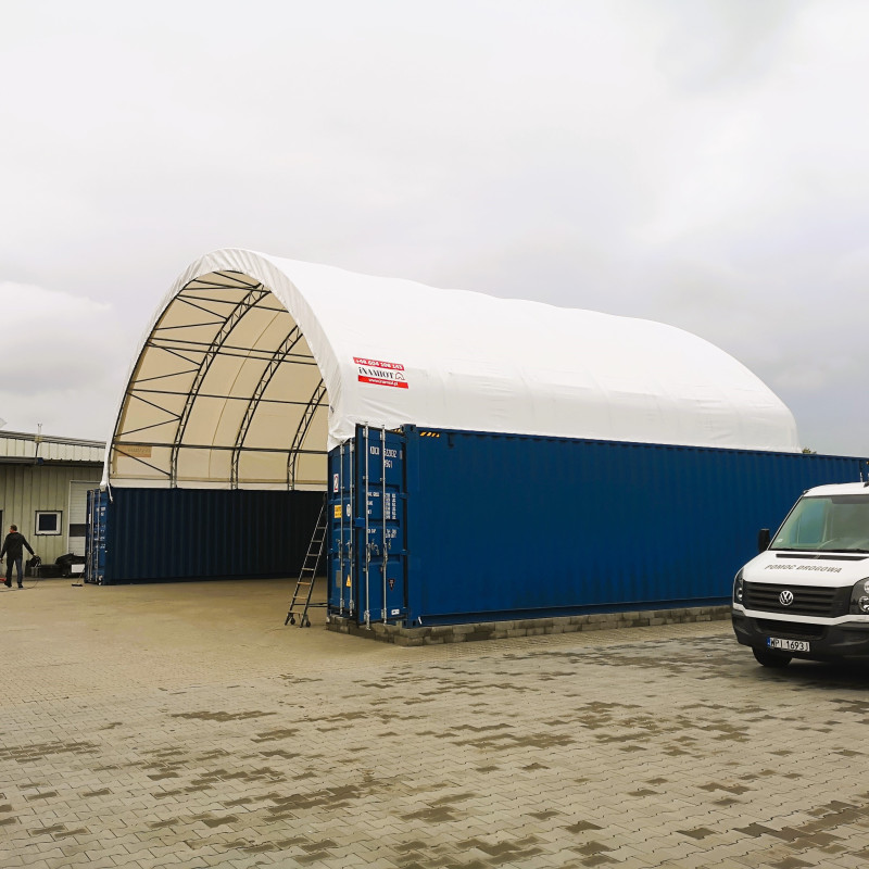 Baldakin mellom betongblokker BC4640 14,92×12,19 m