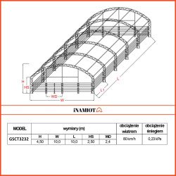 Zagroda dla zwierząt 10x10 m GSCT3232 PremiumSolidna i odporna konstrukcja oparta na podwójnej ramie kratownicowej.
Model GSCT3232 Premium wyróżnia się wyjątkową stabilnością dzięki zastosowaniu podwójnej ramy kratownicowej. W porównaniu do konkurencji dodatkowo dołożone są stężenia z rur stalowych, które wzmacniają całą konstrukcję zagrody dla bydła. Ta innowacyjna zapewnia maksymalną wytrzymałość i równomierne rozłożenie obciążeń, co jest kluczowe przy dużych wymiarach zagrody pastwiskowej. Dzięki kratownicowej budowie i dodatkowym stężaniom, zagroda jest odporna na silne wiatry oraz inne trudne warunki atmosferyczne, co sprawia, że jest to inwestycja na lata, niezależnie od intensywności eksploatacji.
Plandeka PVC 900 g/m² – pełna ochrona
Zagroda 10x10 m jest wyposażona w plandekę PVC o gramaturze 900 g/m², która zapewnia doskonałą ochronę przed deszczem, wiatrem, śniegiem i promieniowaniem UV. Wytrzymała plandeka chroni zwierzęta przed ekstremalnymi warunkami pogodowymi, co czyni zagrodę idealnym rozwiązaniem na każdą porę roku. Materiał ten jest odporny na przetarcia i uszkodzenia, co dodatkowo podnosi jego trwałość.
Podnoszone boki – elastyczność i komfort
Podobnie jak w mniejszych modelach, zagroda dla bydła GSCT3232 Premium posiada podnoszone boki.  Dzięki tej funkcji, hodowcy mogą swobodnie regulować przepływ powietrza, co jest niezwykle istotne w gorących miesiącach, zapewniając zwierzętom odpowiednią wentylację.
Przestrzeń dla większych stad
Zagroda dla koni 10x10 m to idealny wybór dla hodowców, którzy muszą zapewnić miejsce dla większych stad zwierząt. Pomieści do 8 -10 koni lub 8 -10 krów, oferując wyjątkowo dużo miejsca, co sprawia, że zwierzęta mogą poruszać się swobodnie i przebywać w komfortowych warunkach. Zagroda pastwiskowa dla koni ta doskonale sprawdzi się także dla innych zwierząt hodowlanych, takich jak owce, kozy czy bydło. Dzięki dużej powierzchni, możliwe jest wygodne rozmieszczenie paszy i wody, co minimalizuje stres zwierząt i wspiera ich dobrostan.
Łatwy montaż i wsparcie w instrukcjach
Pomimo swoich dużych rozmiarów, zagroda dla bydła GSCT3232 Premium jest łatwa w montażu. Dzięki załączonej instrukcji montażu każdy hodowca może samodzielnie złożyć zagrodę, bez konieczności korzystania z pomocy zewnętrznych fachowców. Na naszym kanale YouTube dostępne są także filmy instruktażowe, które krok po kroku pokazują cały proces montażu, co dodatkowo ułatwia zadanie. Zagrodę dla krów można również łatwo zdemontować i przenieść w inne miejsce, co czyni ją bardzo elastycznym rozwiązaniem.
Wszechstronne zastosowanie
Zagroda dla zwierząt 10x10 m Premium nie tylko doskonale sprawdza się jako przestrzeń dla zwierząt hodowlanych, ale również może być wykorzystywana do przechowywania sprzętu rolniczego, paszy czy innych materiałów, które wymagają ochrony przed warunkami atmosferycznymi. Duża przestrzeń użytkowa oraz solidna konstrukcja sprawiają, że zagroda może pełnić różnorodne funkcje w gospodarstwie.
Zainwestuj jakość Premium w Rolnictwie
Inwestując w zagrodę dla zwierząt 10x10 m GSCT3232 Premium, wybierasz najwyższą jakość, funkcjonalność i trwałość. To produkt zaprojektowany z myślą o hodowcach, którzy potrzebują niezawodnego rozwiązania zapewniającego komfort i bezpieczeństwo dla swoich zwierząt. Zagroda pastwiskowe dla krów Premium to solidności, trwałości oraz innowacyjnych rozwiązań, które ułatwią codzienną pracę i zagwarantują długowieczność konstrukcji.Nie czekaj – zainwestuj w najwyższej jakości zagrodę dla zwierząt 10x10 m i zapewnij sobie oraz swoim zwierzętom komfort, na jaki zasługujecie! Zagroda dla zwierząt 10x10 m GSCT3232 PremiumSolidna i odporna konstrukcja oparta na podwójnej ramie kratownicowej.
Model GSCT3232 Premium wyróżnia się wyjątkową stabilnością dzięki zastosowaniu podwójnej ramy kratownicowej. W porównaniu do konkurencji dodatkowo dołożone są stężenia z rur stalowych, które wzmacniają całą konstrukcję zagrody dla bydła. Ta innowacyjna zapewnia maksymalną wytrzymałość i równomierne rozłożenie obciążeń, co jest kluczowe przy dużych wymiarach zagrody pastwiskowej. Dzięki kratownicowej budowie i dodatkowym stężaniom, zagroda jest odporna na silne wiatry oraz inne trudne warunki atmosferyczne, co sprawia, że jest to inwestycja na lata, niezależnie od intensywności eksploatacji.
Plandeka PVC 900 g/m² – pełna ochrona
Zagroda 10x10 m jest wyposażona w plandekę PVC o gramaturze 900 g/m², która zapewnia doskonałą ochronę przed deszczem, wiatrem, śniegiem i promieniowaniem UV. Wytrzymała plandeka chroni zwierzęta przed ekstremalnymi warunkami pogodowymi, co czyni zagrodę idealnym rozwiązaniem na każdą porę roku. Materiał ten jest odporny na przetarcia i uszkodzenia, co dodatkowo podnosi jego trwałość.
Podnoszone boki – elastyczność i komfort
Podobnie jak w mniejszych modelach, zagroda dla bydła GSCT3232 Premium posiada podnoszone boki.  Dzięki tej funkcji, hodowcy mogą swobodnie regulować przepływ powietrza, co jest niezwykle istotne w gorących miesiącach, zapewniając zwierzętom odpowiednią wentylację.
Przestrzeń dla większych stad
Zagroda dla koni 10x10 m to idealny wybór dla hodowców, którzy muszą zapewnić miejsce dla większych stad zwierząt. Pomieści do 8 -10 koni lub 8 -10 krów, oferując wyjątkowo dużo miejsca, co sprawia, że zwierzęta mogą poruszać się swobodnie i przebywać w komfortowych warunkach. Zagroda pastwiskowa dla koni ta doskonale sprawdzi się także dla innych zwierząt hodowlanych, takich jak owce, kozy czy bydło. Dzięki dużej powierzchni, możliwe jest wygodne rozmieszczenie paszy i wody, co minimalizuje stres zwierząt i wspiera ich dobrostan.
Łatwy montaż i wsparcie w instrukcjach
Pomimo swoich dużych rozmiarów, zagroda dla bydła GSCT3232 Premium jest łatwa w montażu. Dzięki załączonej instrukcji montażu każdy hodowca może samodzielnie złożyć zagrodę, bez konieczności korzystania z pomocy zewnętrznych fachowców. Na naszym kanale YouTube dostępne są także filmy instruktażowe, które krok po kroku pokazują cały proces montażu, co dodatkowo ułatwia zadanie. Zagrodę dla krów można również łatwo zdemontować i przenieść w inne miejsce, co czyni ją bardzo elastycznym rozwiązaniem.
Wszechstronne zastosowanie
Zagroda dla zwierząt 10x10 m Premium nie tylko doskonale sprawdza się jako przestrzeń dla zwierząt hodowlanych, ale również może być wykorzystywana do przechowywania sprzętu rolniczego, paszy czy innych materiałów, które wymagają ochrony przed warunkami atmosferycznymi. Duża przestrzeń użytkowa oraz solidna konstrukcja sprawiają, że zagroda może pełnić różnorodne funkcje w gospodarstwie.
Zainwestuj jakość Premium w Rolnictwie
Inwestując w zagrodę dla zwierząt 10x10 m GSCT3232 Premium, wybierasz najwyższą jakość, funkcjonalność i trwałość. To produkt zaprojektowany z myślą o hodowcach, którzy potrzebują niezawodnego rozwiązania zapewniającego komfort i bezpieczeństwo dla swoich zwierząt. Zagroda pastwiskowe dla krów Premium to solidności, trwałości oraz innowacyjnych rozwiązań, które ułatwią codzienną pracę i zagwarantują długowieczność konstrukcji.Nie czekaj – zainwestuj w najwyższej jakości zagrodę dla zwierząt 10x10 m i zapewnij sobie oraz swoim zwierzętom komfort, na jaki zasługujecie!