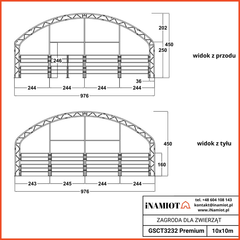 Livestock field shelters 10x10 m GSCT3232 Premium