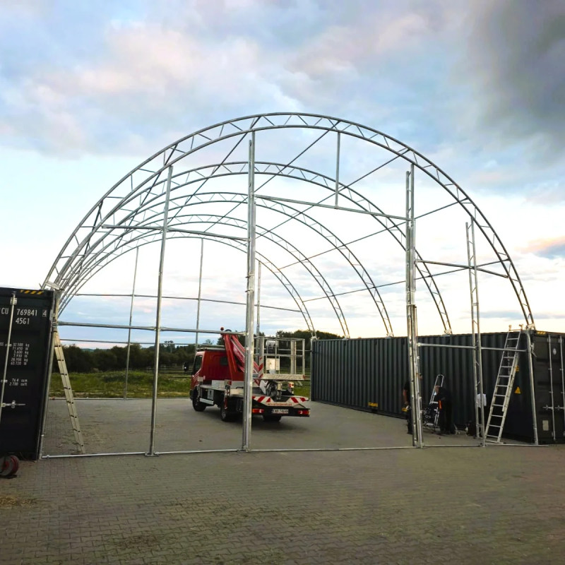 PVC-overdækning mellem betonblokke BC4660 14,92×18,30 m