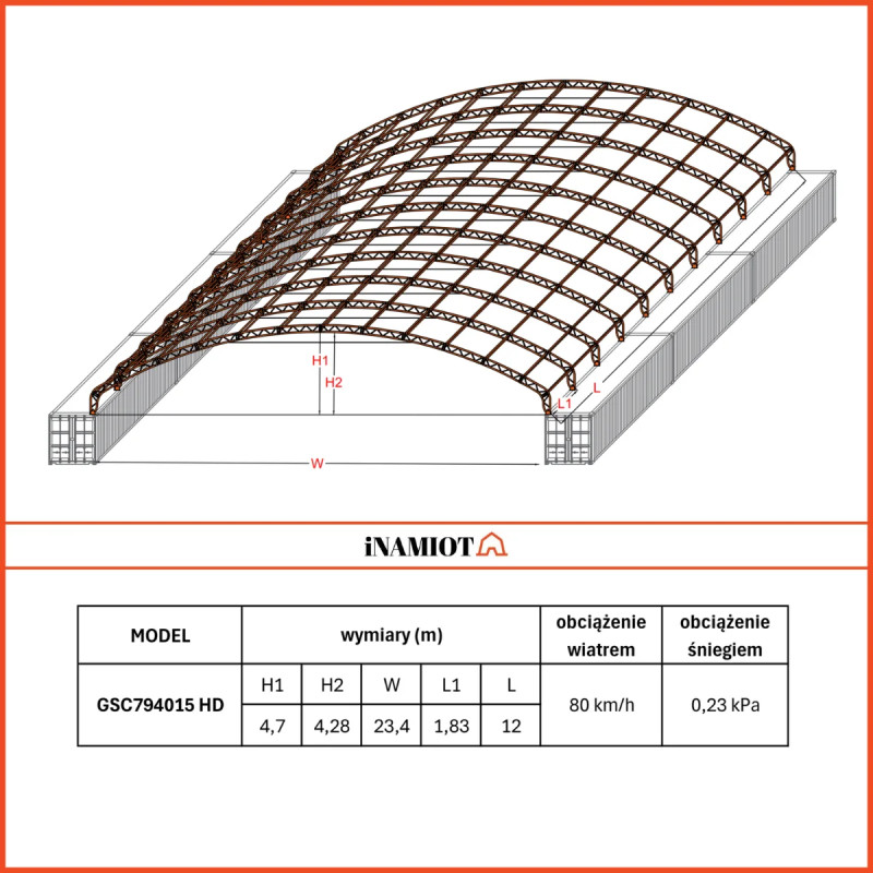 Copertura del container GSC794015 HD- Heavy Duty 24×12 m