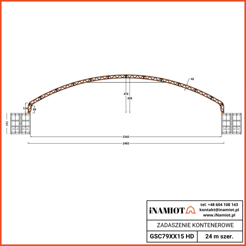 Copertină pentru containere GSC794015 HD- Heavy Duty 24×12 m