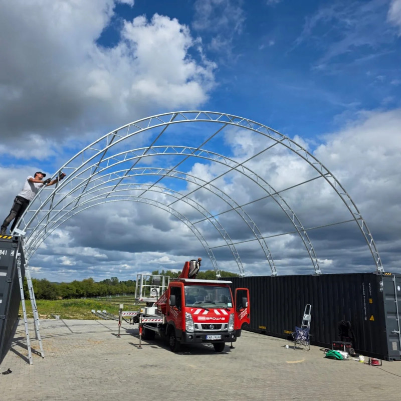 Plachtové přístřešky na lodní kontejnery s dvojitým rámem 12x12 m C4040S