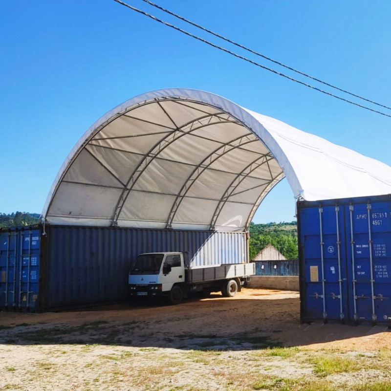 Plachtové přístřešky na lodní kontejnery s dvojitým rámem 10x12 m C3340S