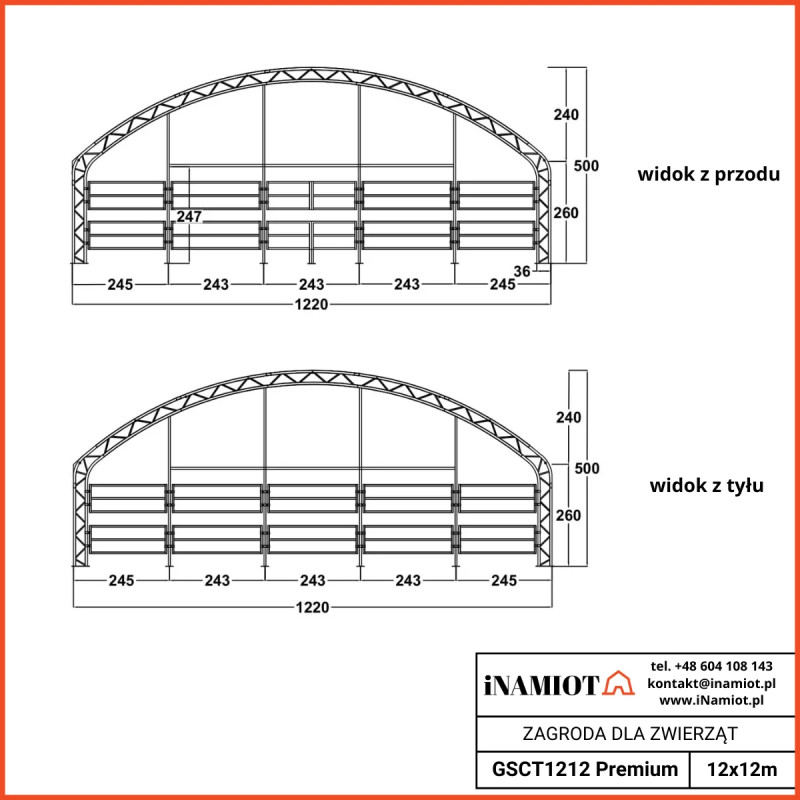 Навес за животни 12x20 m GSCT4064 Premium