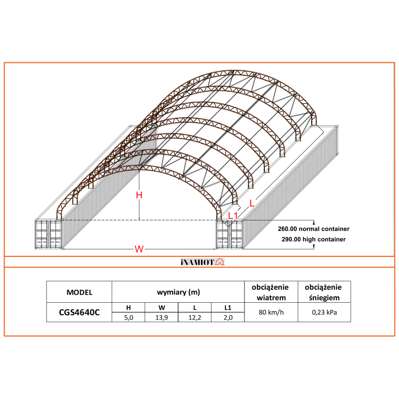 Double frame container shelters GSC4640C 14.92×12.19 m