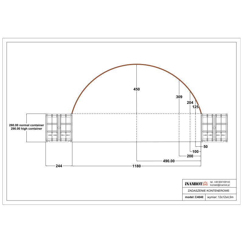 Container tag C4040QH 12×12 m