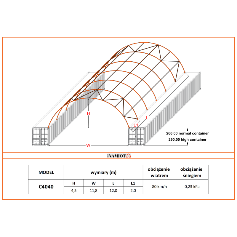 Container tag C4040QH 12×12 m