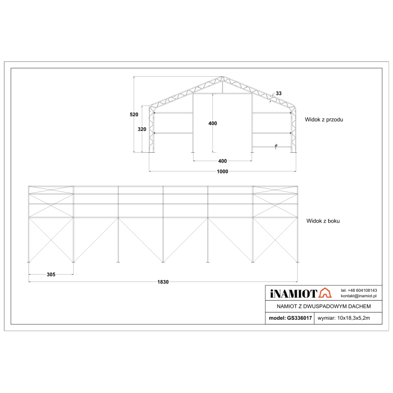 Noliktavas telts 10x18,30 m GS336017