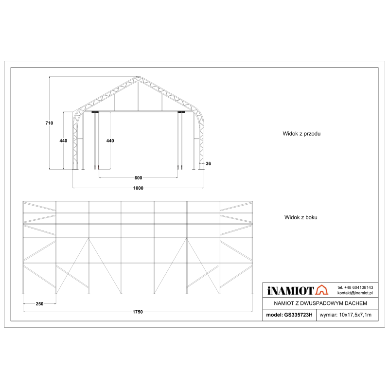 Namiot magazynowy hangar rolniczy 10x17.50 m GS335723H