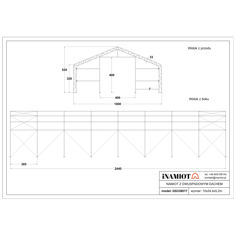 GS338017 10 x 24.40 m storage tent