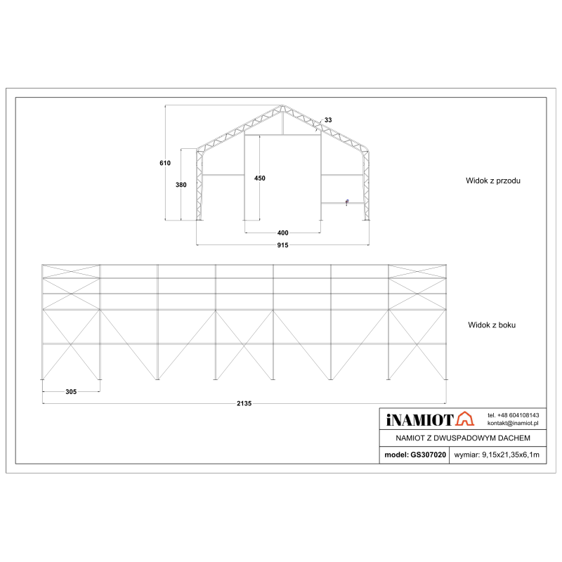 Plachtové haly 9,15x21,30 m GS307020
