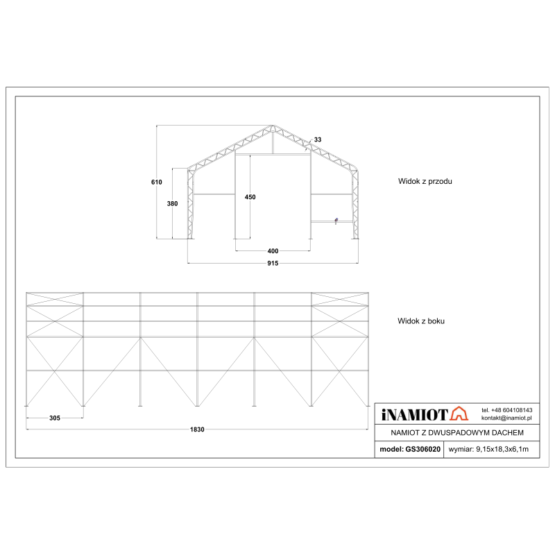 Depolama çadırı 9,15x18,30 m GS306020