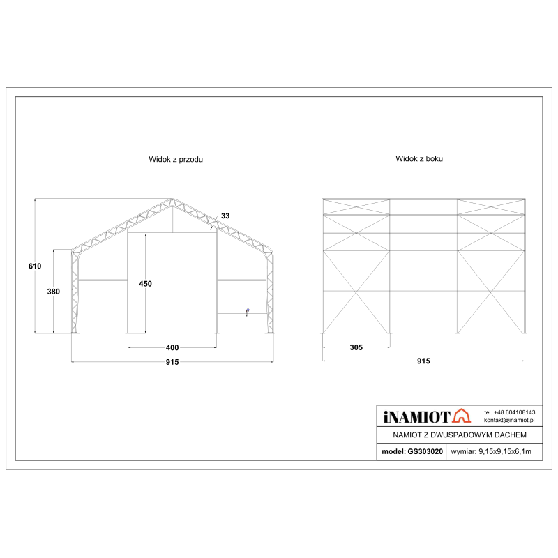 Šotor za shranjevanje 9,15x9,15 m GS303020