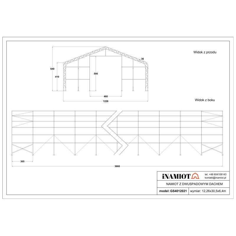 Depolama çadırı 12,2 x 36,60 m GS4012021