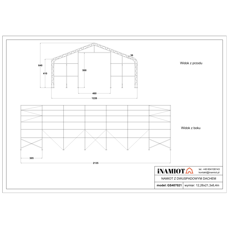Depolama çadırı 12,2 x 21,35 m GS407021