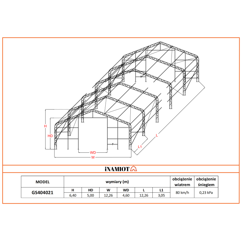 Namiot magazynowy 12.2 x 12.2 m GS404021