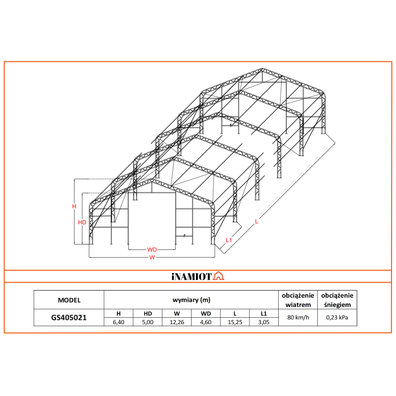 Skladovací stan 12,2 x 15,25 m GS405021