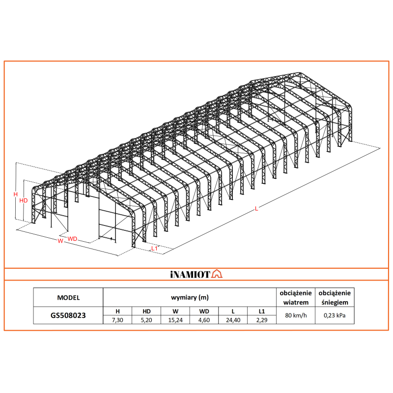 Noliktavas telts 15,24 x 25,0 m GS508220