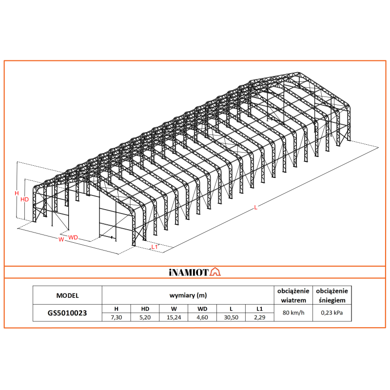 Depolama çadırı 15,24 x 30,50 m GS5010020
