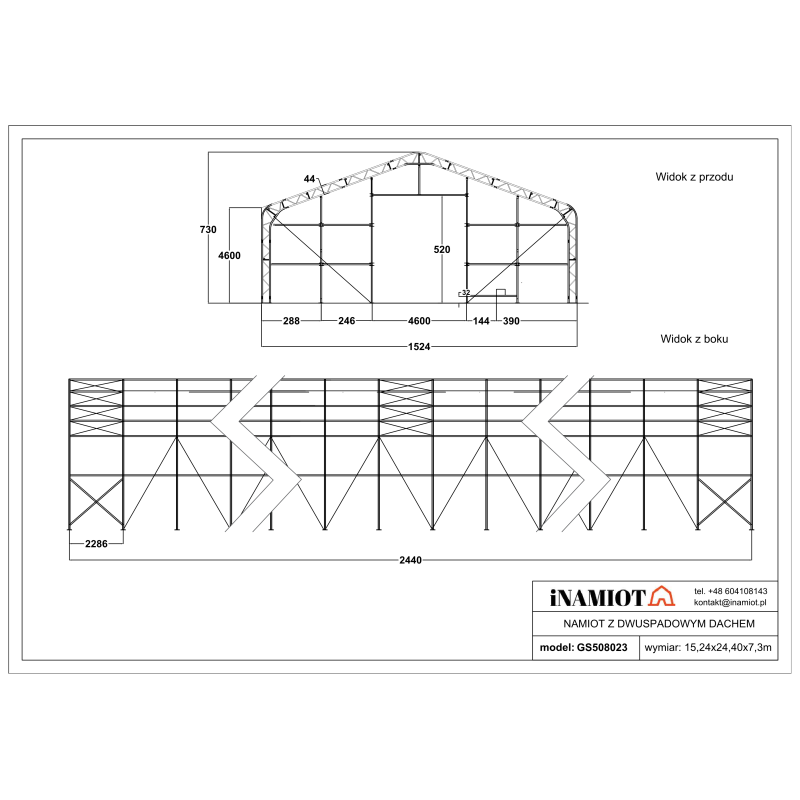 15,24 x 25,0 m GS508220 depo çadırı