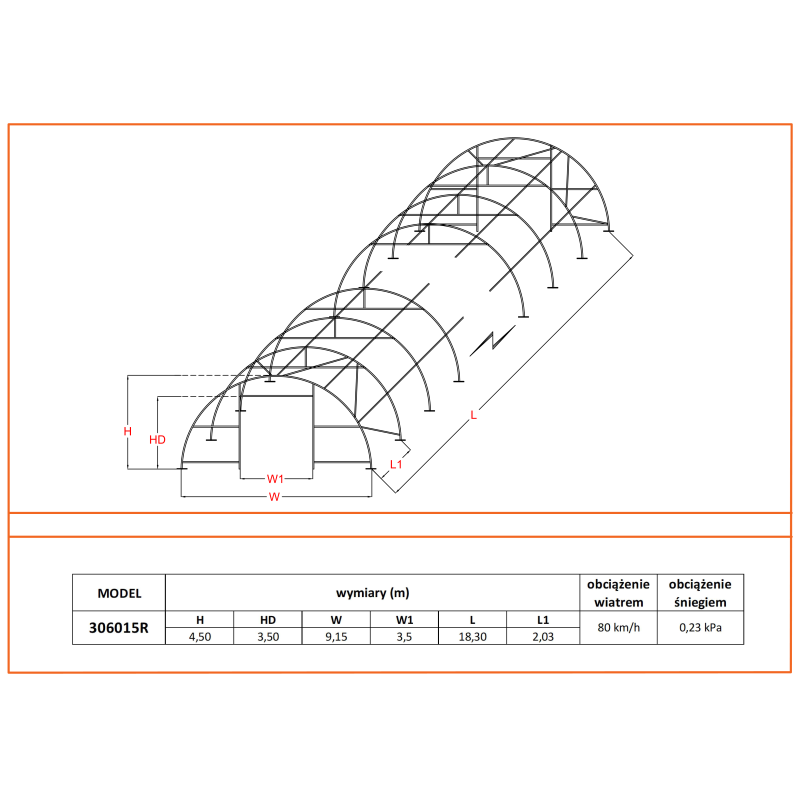 Arkinės tentiniai angarai 306015R 9,15×18 m