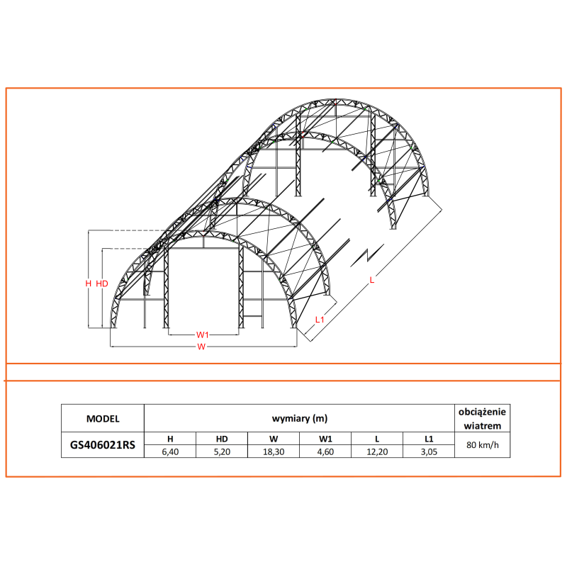 Kaarev saal GSR406021S 12,2×18,30 m