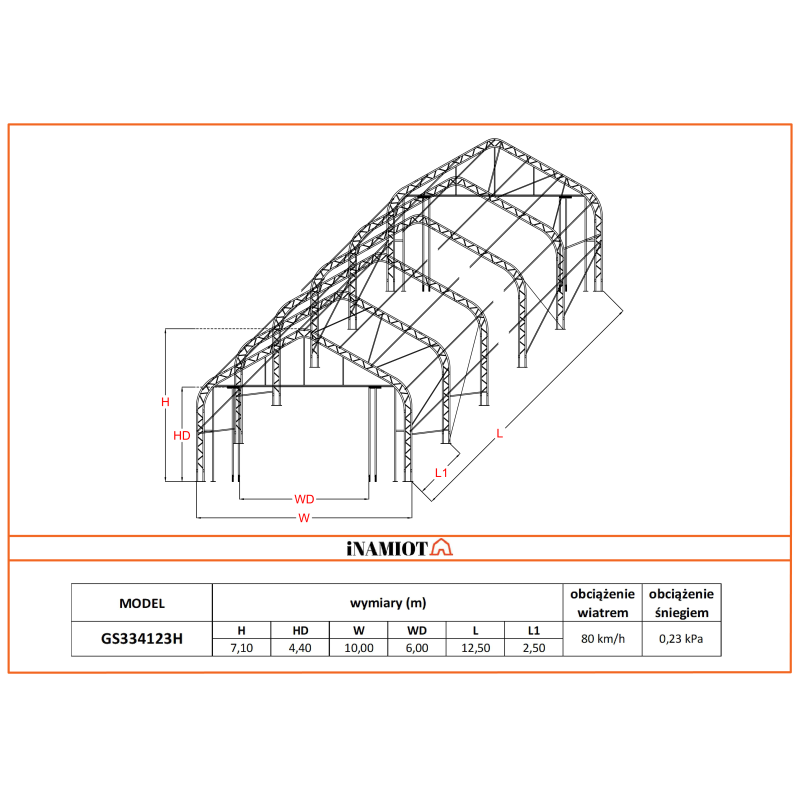 Poľnohospodársky plachtové haly 10x12,5 m GS334123H