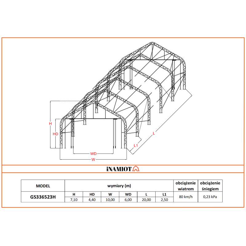 Namiot magazynowy hangar rolniczy 10x20.00  m GS336523H
