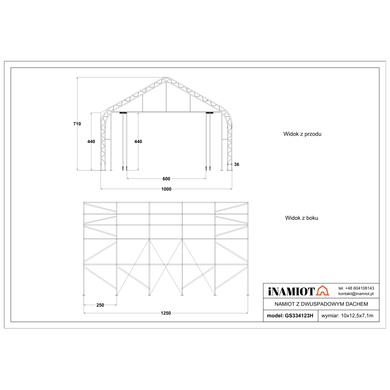 Lagertelt for landbruket, hangar 10x12,5 m GS334123H