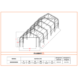 Namiot magazynowy hangar rolniczy 10x10  m GS333323H Namiot magazynowy hangar rolniczy 10x10  m GS333323H
