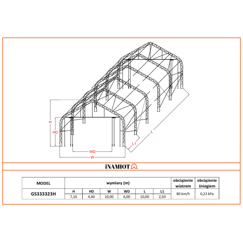 Skladiščni šotor kmetijski hangar 10x10 m GS333323H