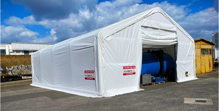 Solución rápida para un cliente en Hungría: ¡carpa almacén con techo inclinado de 10×12 m! />
  </div>

                        